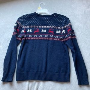oversized navy kids christmas sweater with reindeers